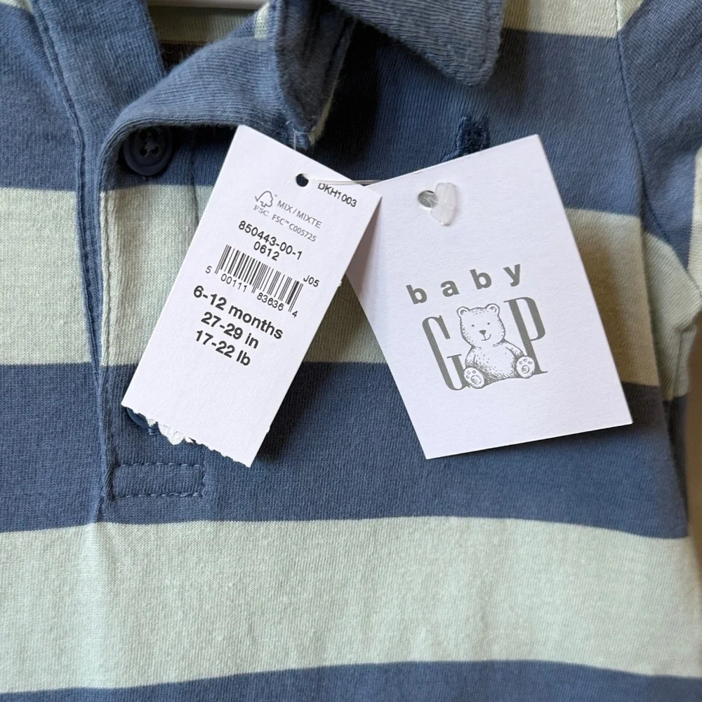 GAP Navy and Light Blue Striped Kids Bodysuit - Picture 2 of 4